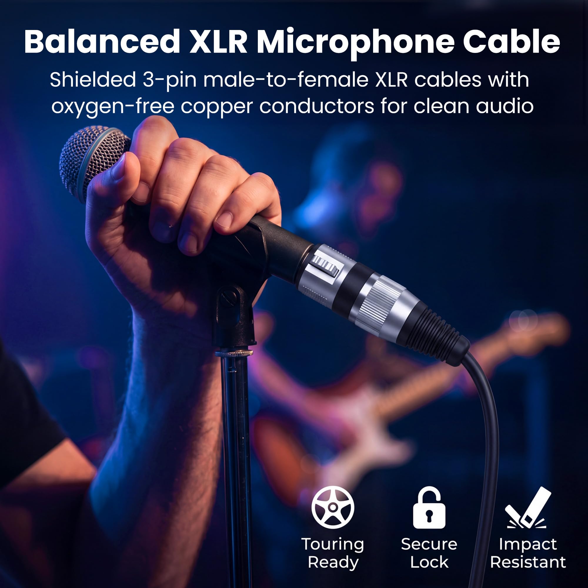 GearIT Cable de micrófono XLR a XLR (150 pies, 1 paquete) XLR macho a hembra Cable de micrófono de 3 pines equilibrado blindado XLR para mezclador de micrófono, 150 pies, 1 paquete
