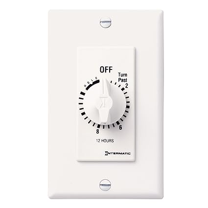 Intermatic FD12HHW 12-Hour Spring Loaded Wall Timer with Hold, White