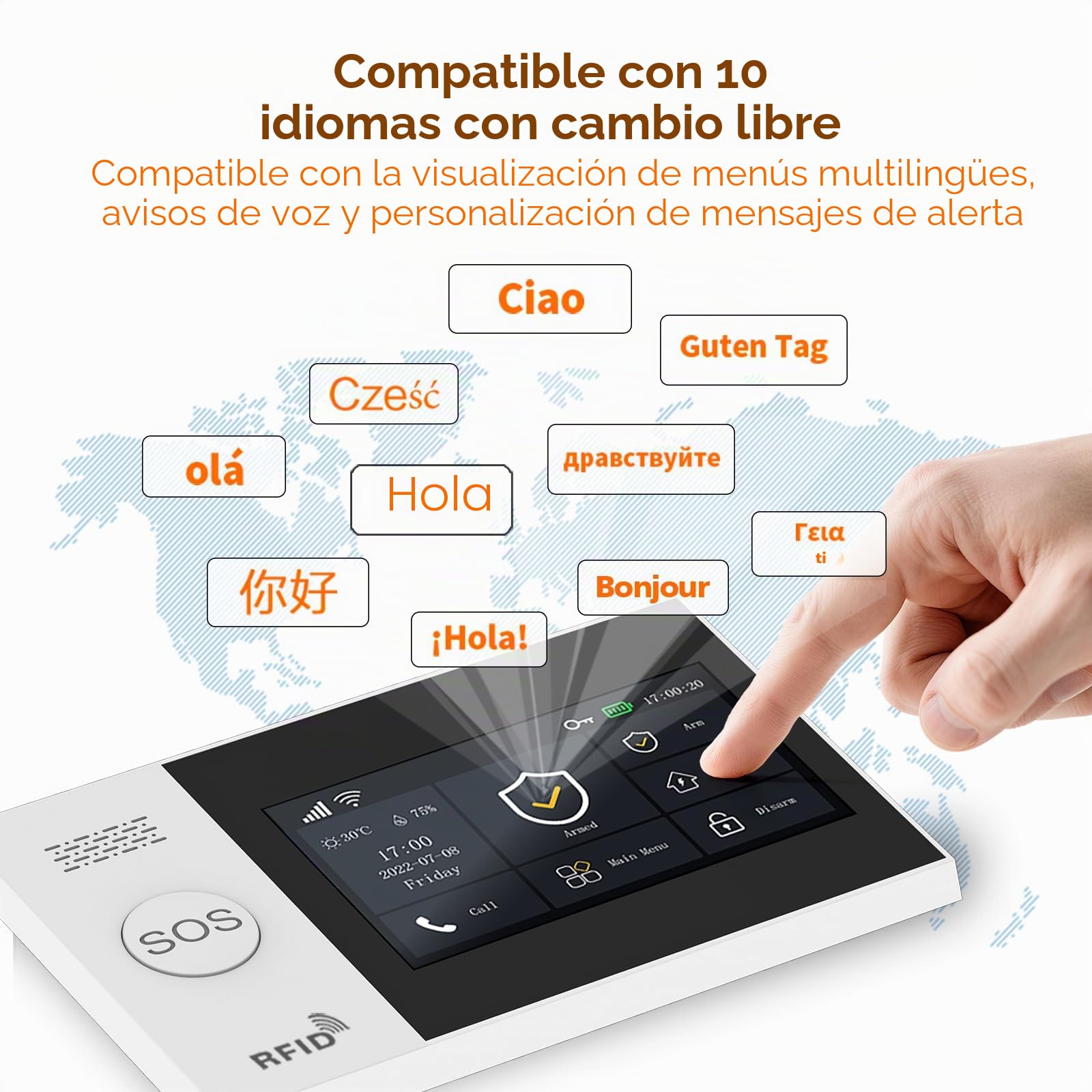 Sistema de alarma inalámbrico inteligente para el hogar, sistema de alarma con pantalla táctil, sistema de alarma WiFi DIY (detector de movimiento, sensor de ventana de puerta, control remoto, sirena