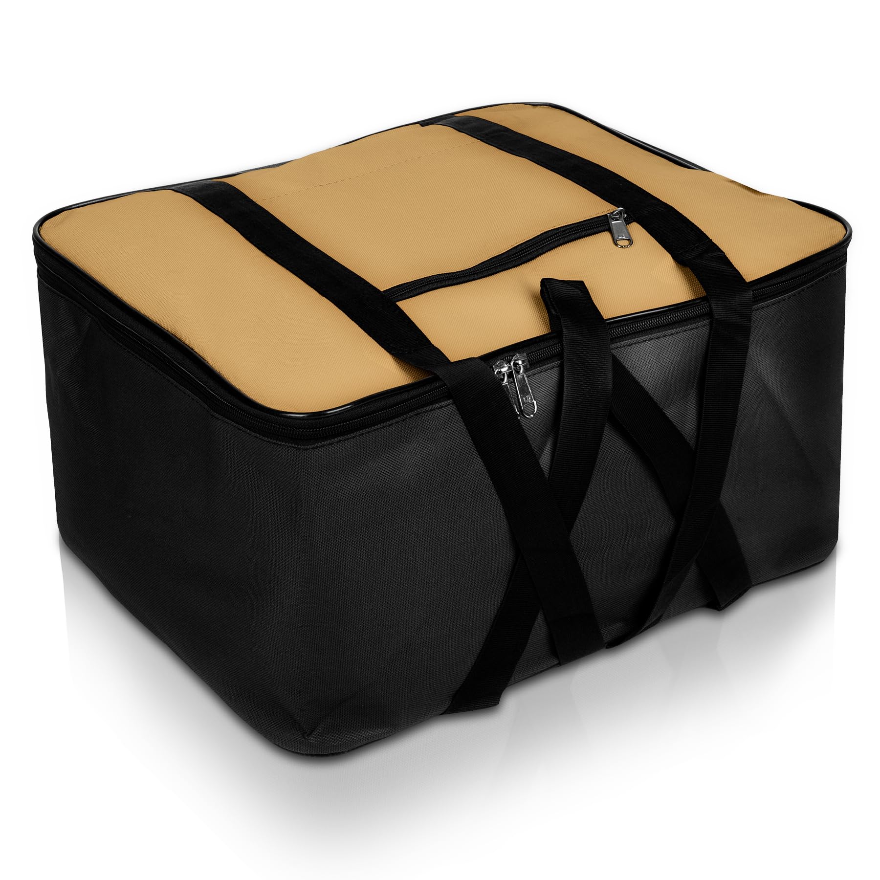 Kuber Industries Clothes Storage Bag with Zip Closure | Underbed/Wardrobe Organiser with Handle | Net Attachi Bag | Large | Beige