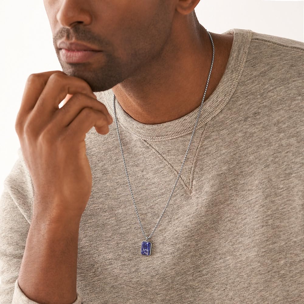Fossil Collana da uomo in acciaio inossidabile con chiusura a moschettone Collana da uomo in acciaio inossidabile con chiusura a moschettone