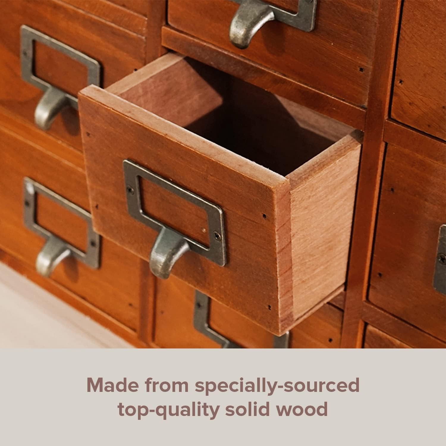 64-Drawer Apothecary Cabinet, 4-Pack, Brown Pine Wood, 19.69x13.78in Each, 22.05lb Capacity, Vintage Storage for Jewelry and Crafts