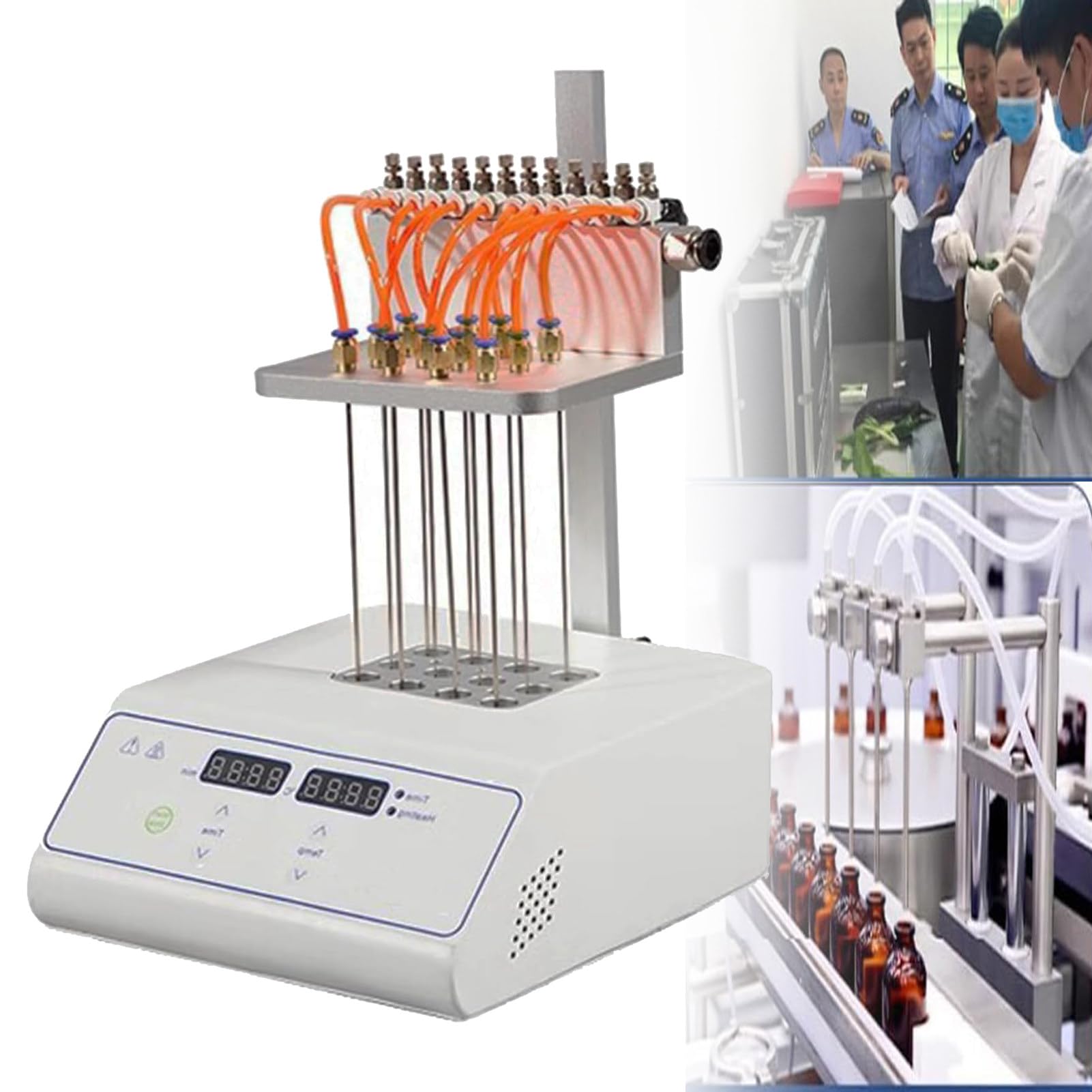 Evaporador de muestras de laboratorio, concentrador de nitrógeno, concentrador de purga de nitrógeno, módulo de 12/24 orificios opcional, soporte elevable, 50 x 28 x 24 cm,12Modules