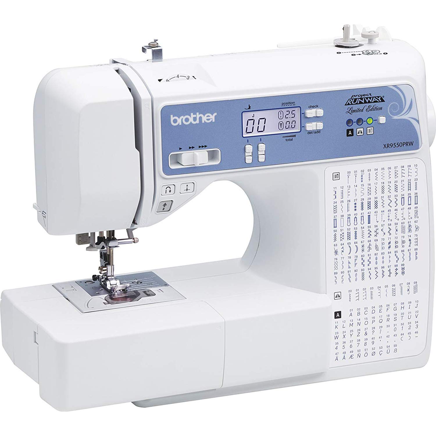 Brother XR9550PRW Sewing and Quilting Machine, Project Runway, 165 Built-in Stitches, LCD Display, Wide Table, 8 Included Feet
