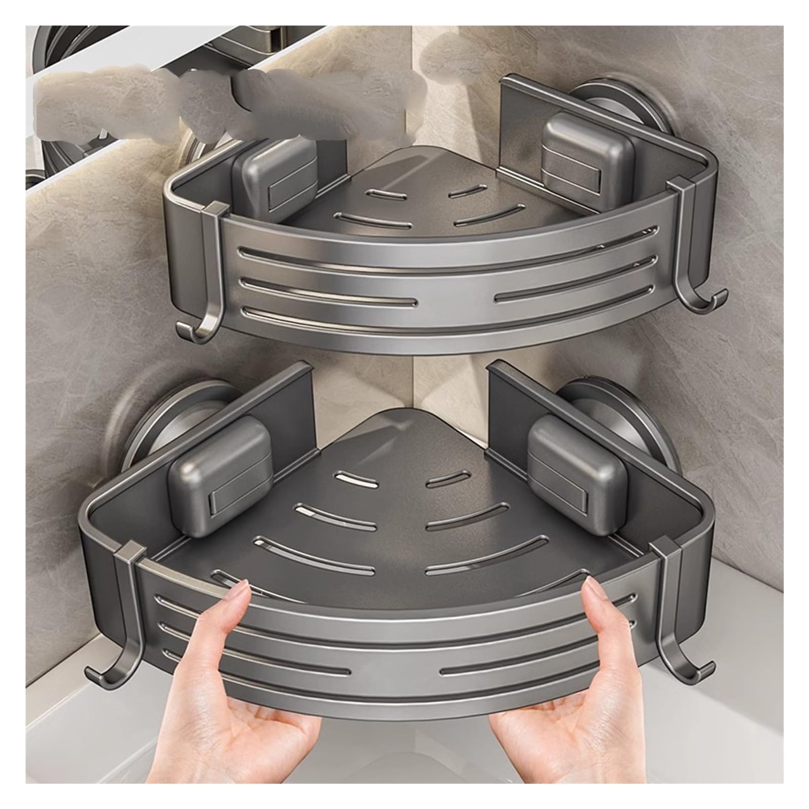 Generisch Graues Aluminium-Duschregal mit Saugnapf