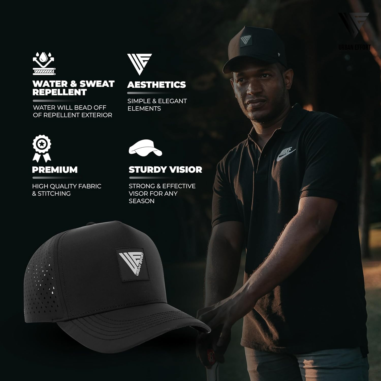 Urban Effort Hydro Performance Hat-Water-Resistant Baseball Cap-Men and Women-Great Snapback for Golf, Adventure,Lake,Workout - Image 3