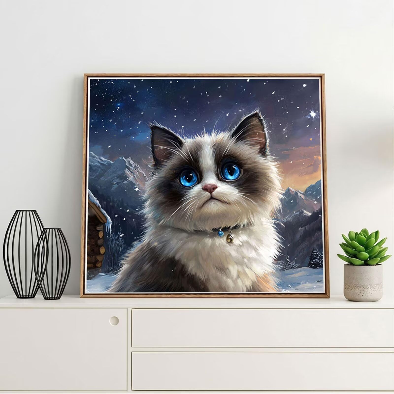 Xiaboor Broderie Diamant Kit Complet 5D, Chat Diamond Painting Adulte Plein Foret, Peinture Diamant pour Adulte Enfant Débutant, Loisirs Créatifs de Détente et Décoration Maison, Rétro 80x80cm FX#876