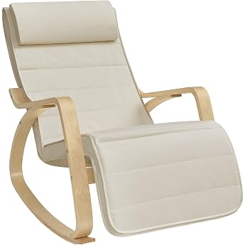 Songmics Rocking Chair Relaxing Chair 5-Way Adjustable Foot Rest Load Capacity | TEOU LYY10M Rocking Chair with 5 Adjustable 
