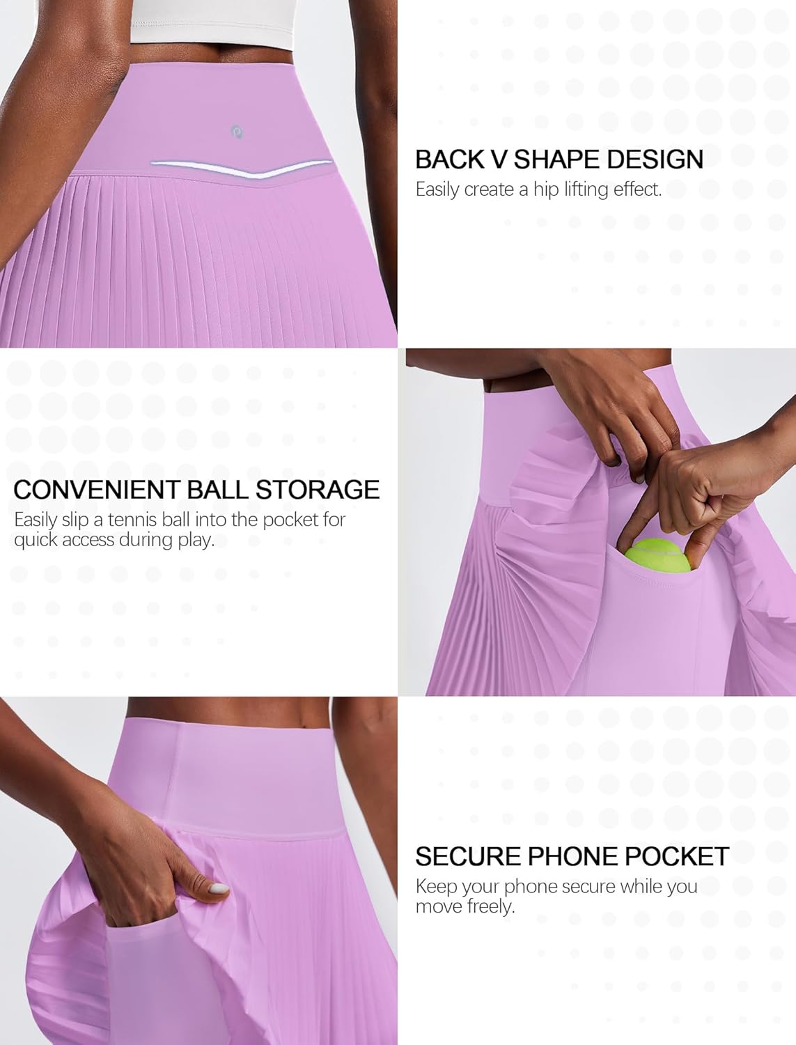 PINSPARK 15" High Waist Pleated Tennis Skirts for Women with Shorts Mini Athletic Workout Golf Skort Skirts with Pockets - Image 5