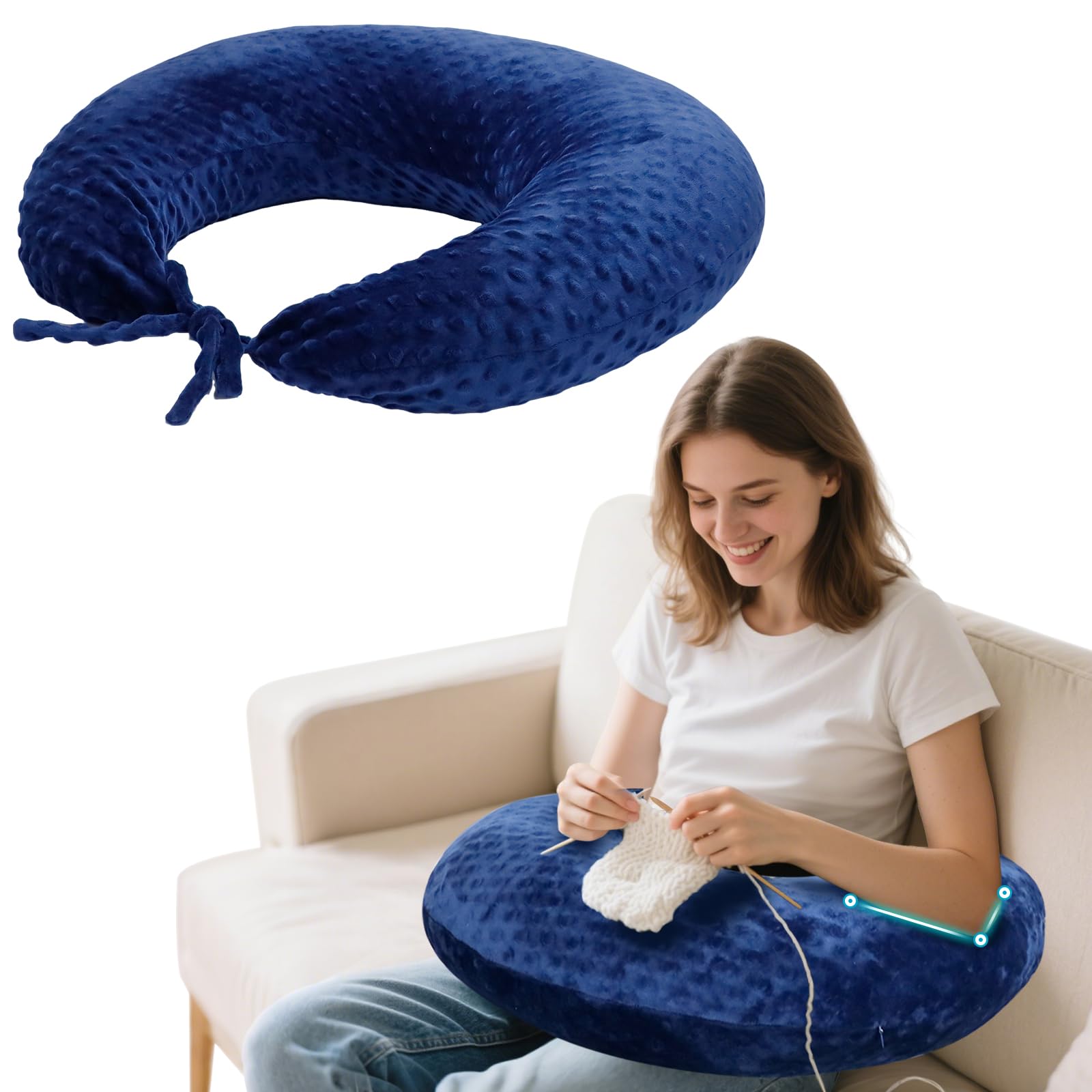 IFOYO Ergonomic Gaming Pillow For Lap, U-Shaped Arm Support Pillow, Blue