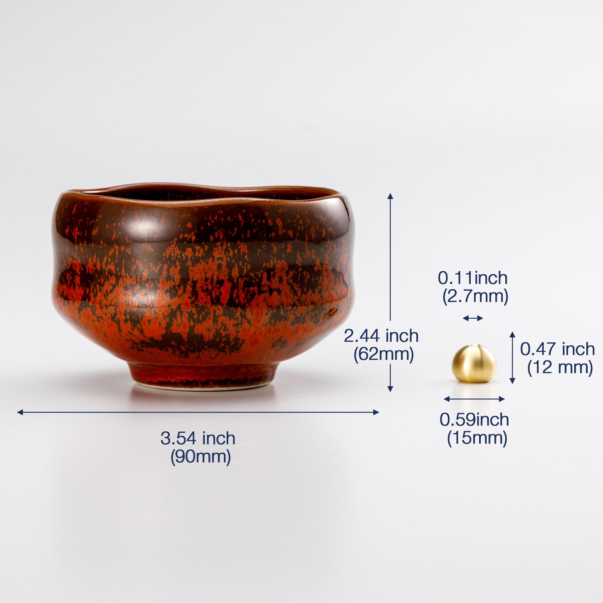 Asayu Japan - Quemador de Incienso Naranja Ladrillo, Hecho en Japón para Varillas, Porta Incienso de Cerámica con Soporte Metálico para Varillas (Naranja Rojo Ladrillo)