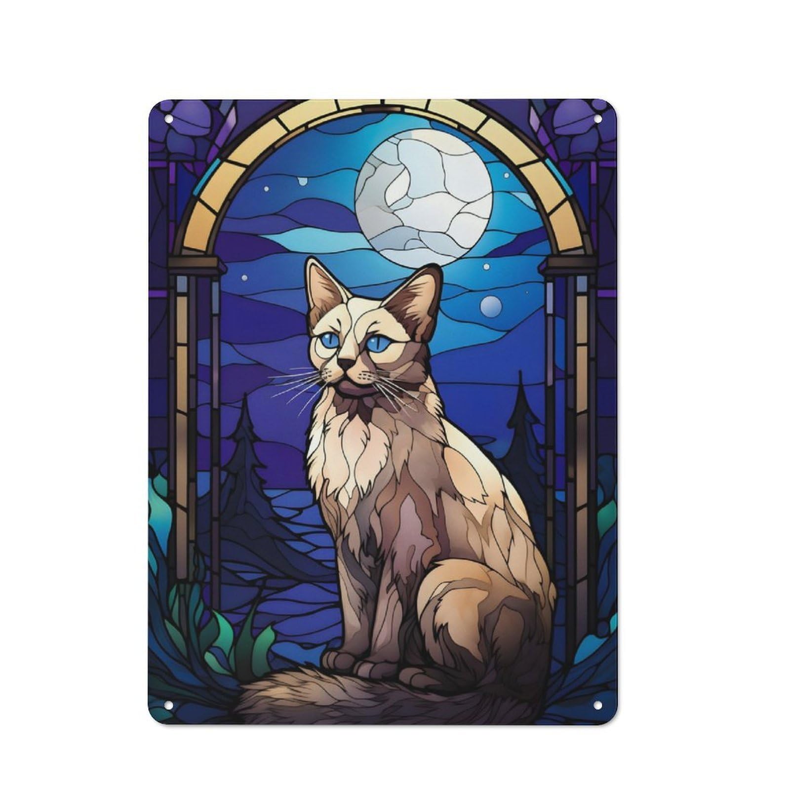 Farmhouse Balinese Cat Country Metal Sign 40x30cm, Cottage Wall Art for Farmhouse Kitchen, Pantry Or Dining Area