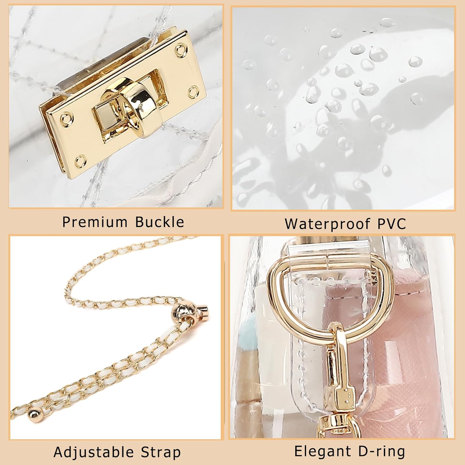 YGR Clear Bag for Stadium Events Clear Purse for Women Quilted PVC Clear Crossbody Bag Stadium Approved for Concerts - Image 5