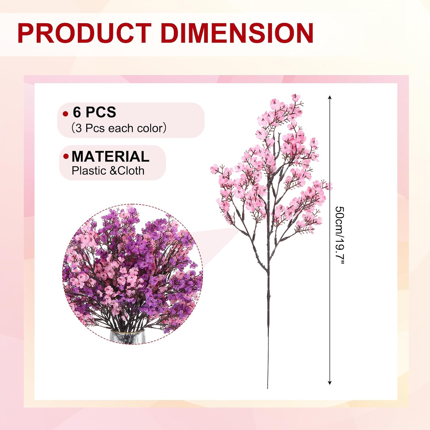 PATIKIL Artificial Flowers, 6pcs European Fake Flowers DIY Bouquet Fake Floral for Home Garden Kitchen Decor Wedding Party Decoration Purple/Pink - Image 2