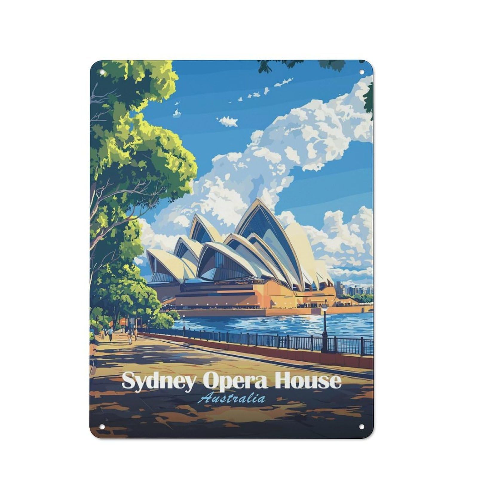 Nostalgic Sydney Opera House Decorative Tin Plaque 40x30cm, Classic Pub Decor for Diner, Restaurant, Shed Or Kitchen