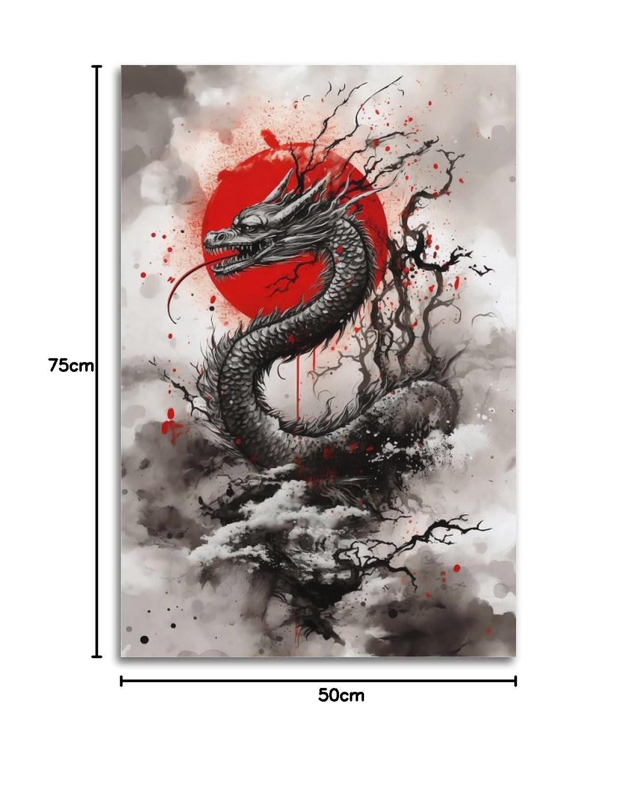 -Happy days with Dragon- アートボード Dragon Wall Art, Japanese Wind Dragon Mural, Bushido Spirit Wall