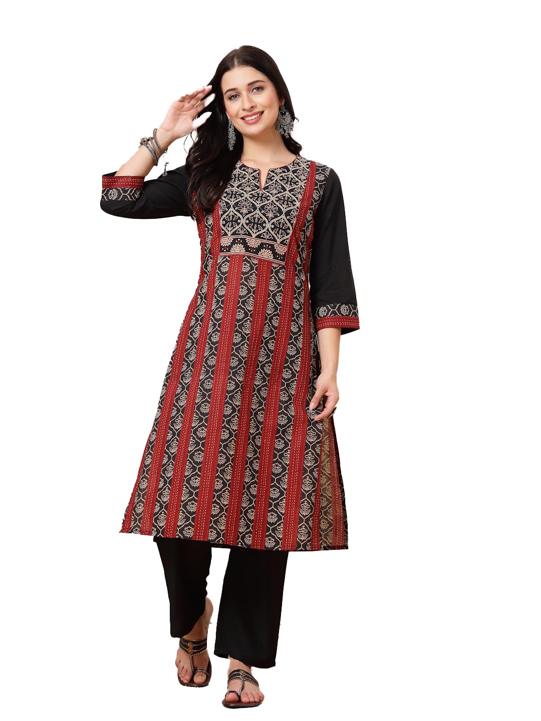 nayam by lakshita Abstract Printed Cotton Straight Kurta and Palazzo Set for Women-picture-13
