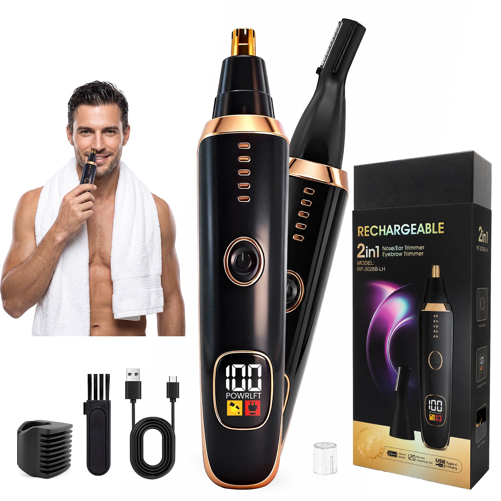 LED Display Ear and Nose Hair Trimmer