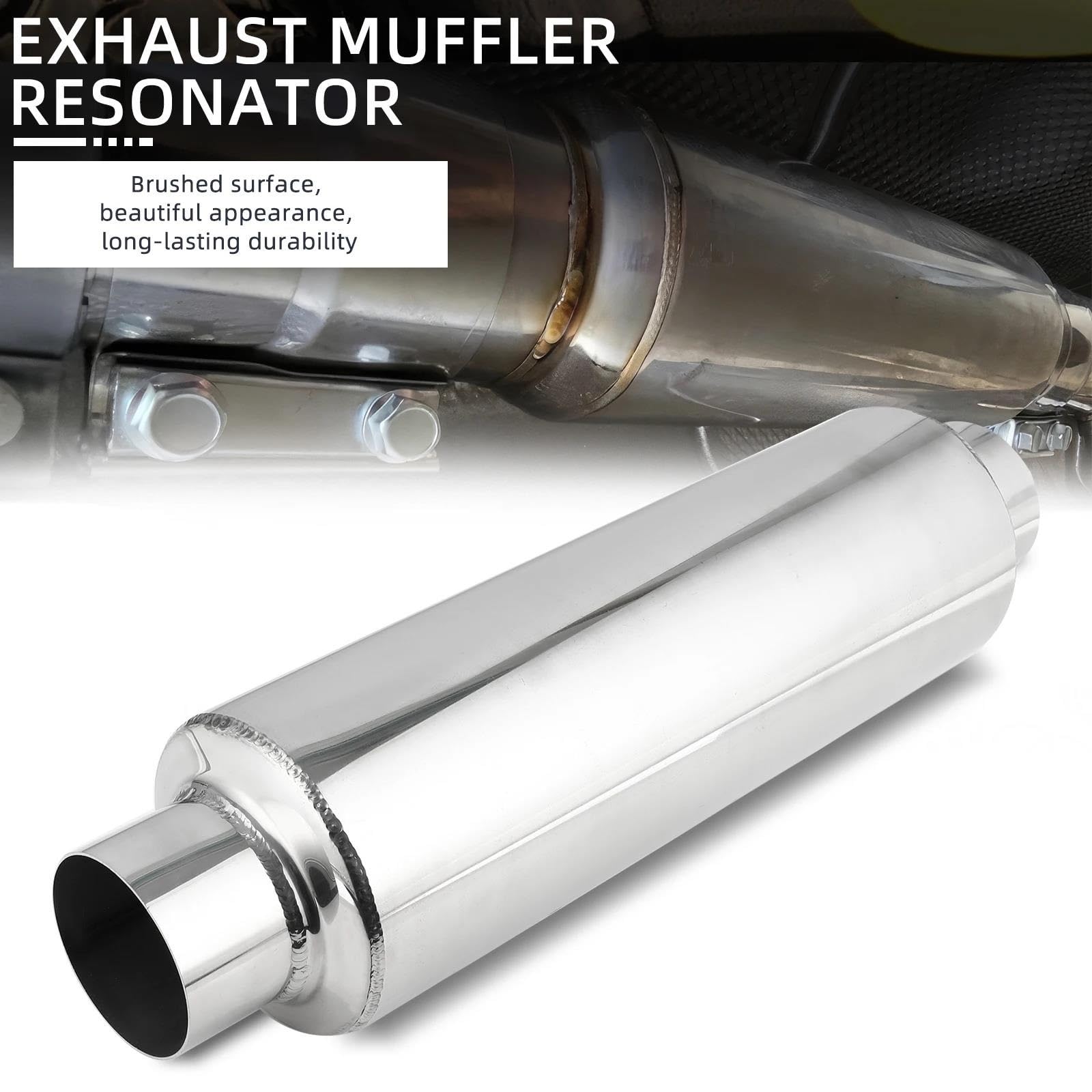Tubo de Punta de Silenciador Silenciador De Escape Universal De Acero Inoxidable De 3 Pulgadas Resonador Tubo De Escape Para Coche 16 Pulgadas De Longitud