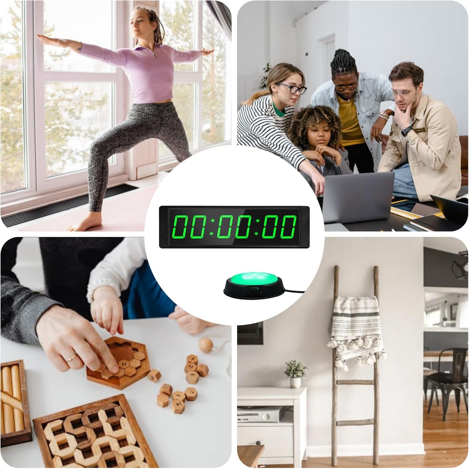 Timer da Palestra, Orologio da Parete Digitale Cronometro Sportivo con Pulsante di Avvio/Arresto, Portatile Gym Timer 12/24H Intervallo Cronometro con Telecomando per Workout, Casa