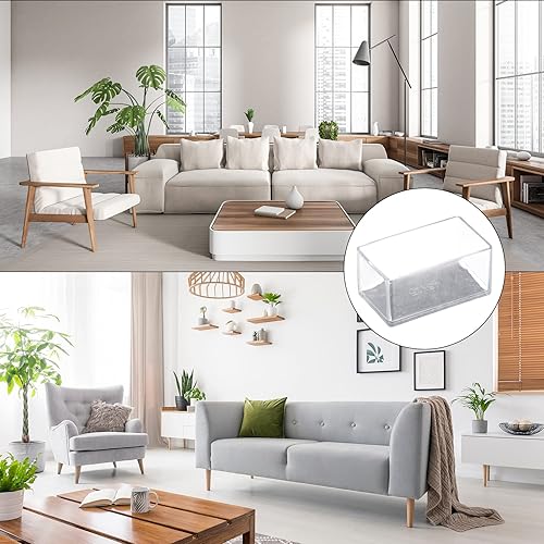 Miniatura 6 de uxcell Protectores de suelo para patas de silla, 12 piezas rectangulares de PVC y fieltro para patas de silla para suelos de madera (blanco