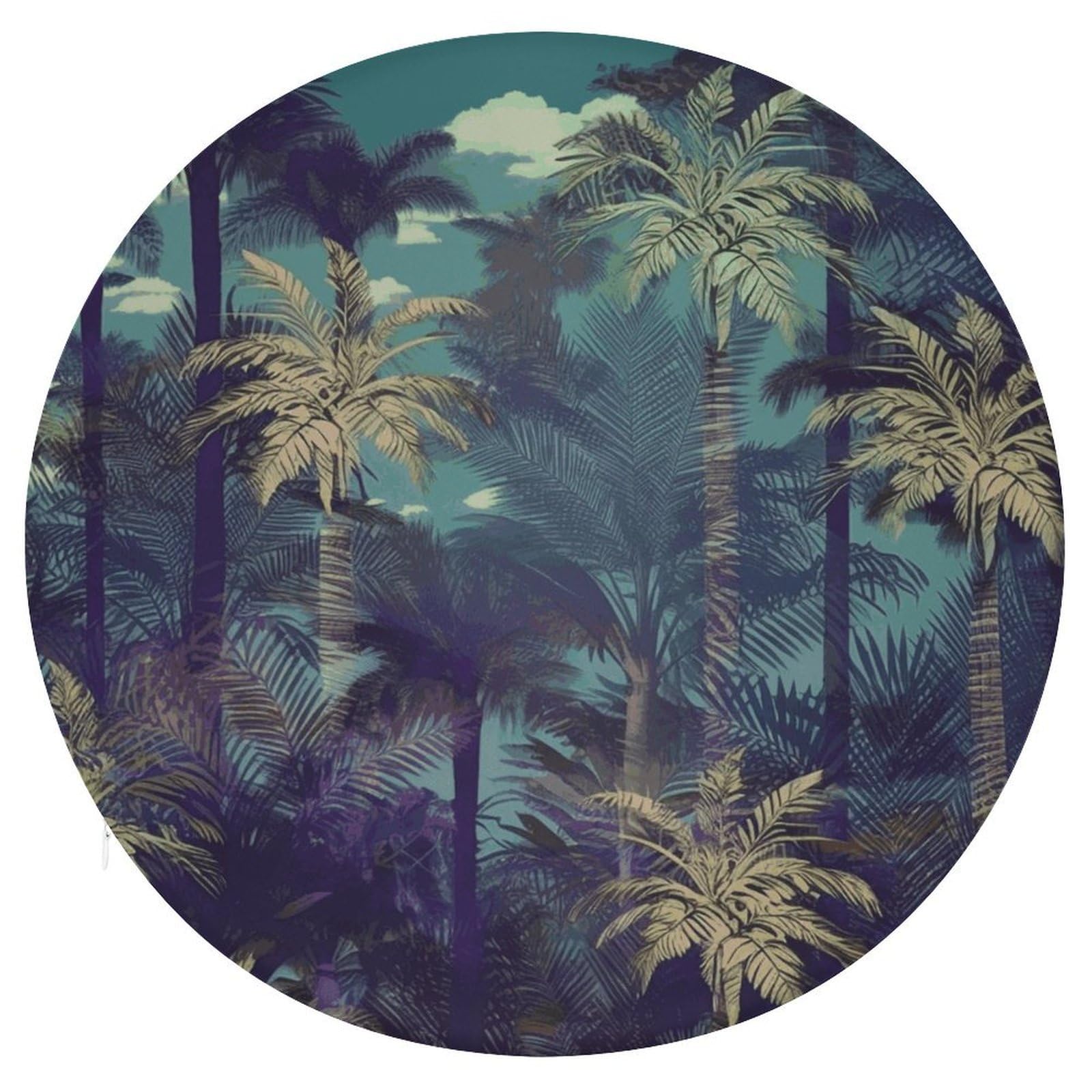 FekiLoot Fantasy Palm Tree Jungle Seat Cushion Comfort Memory Foam Seat Cushion Chair Pad Soft Round Stool Cushion Chair Cushion Removable Washable Cover for Home Office Outdoor Bistro 15.35 Inch