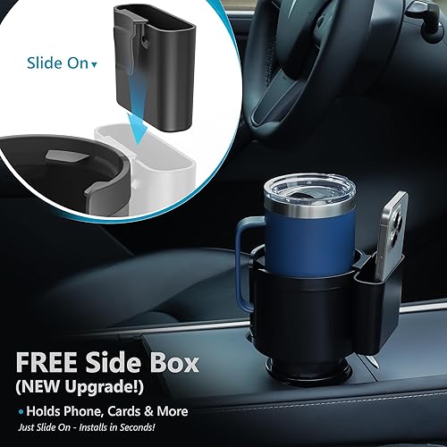 Miniatura 2 de Seven Sparta Expansor de portavasos con soporte para teléfono y acceso por cable, organizador de automóvil 3 en 1, caja de almacenamiento lateral