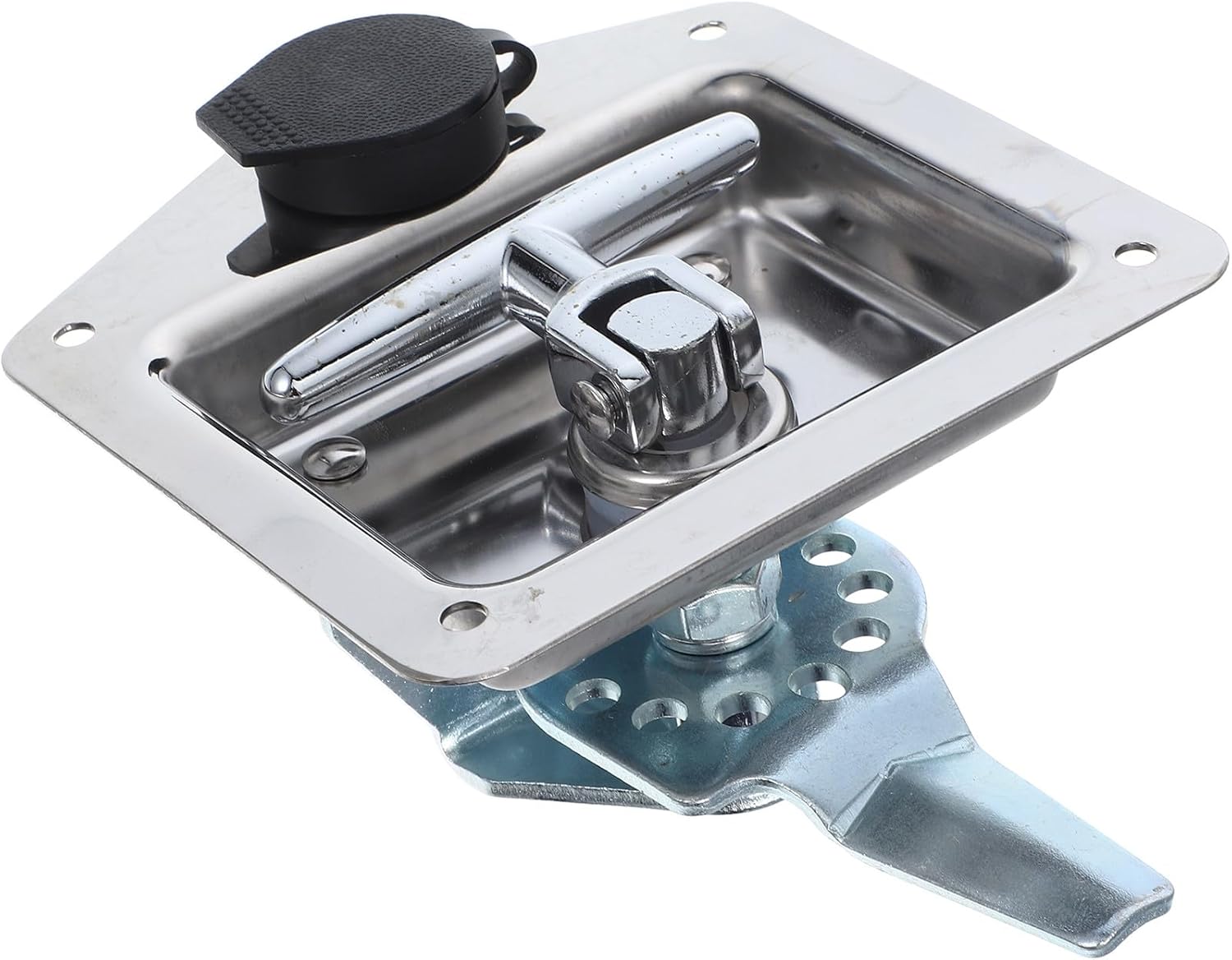 Amosfun Stainless Steel Toolbox Paddle Lock with Keys, T-Handle Rv Panel Lock with Plastic Cover for Trailer and Utility Vehicle Box Security