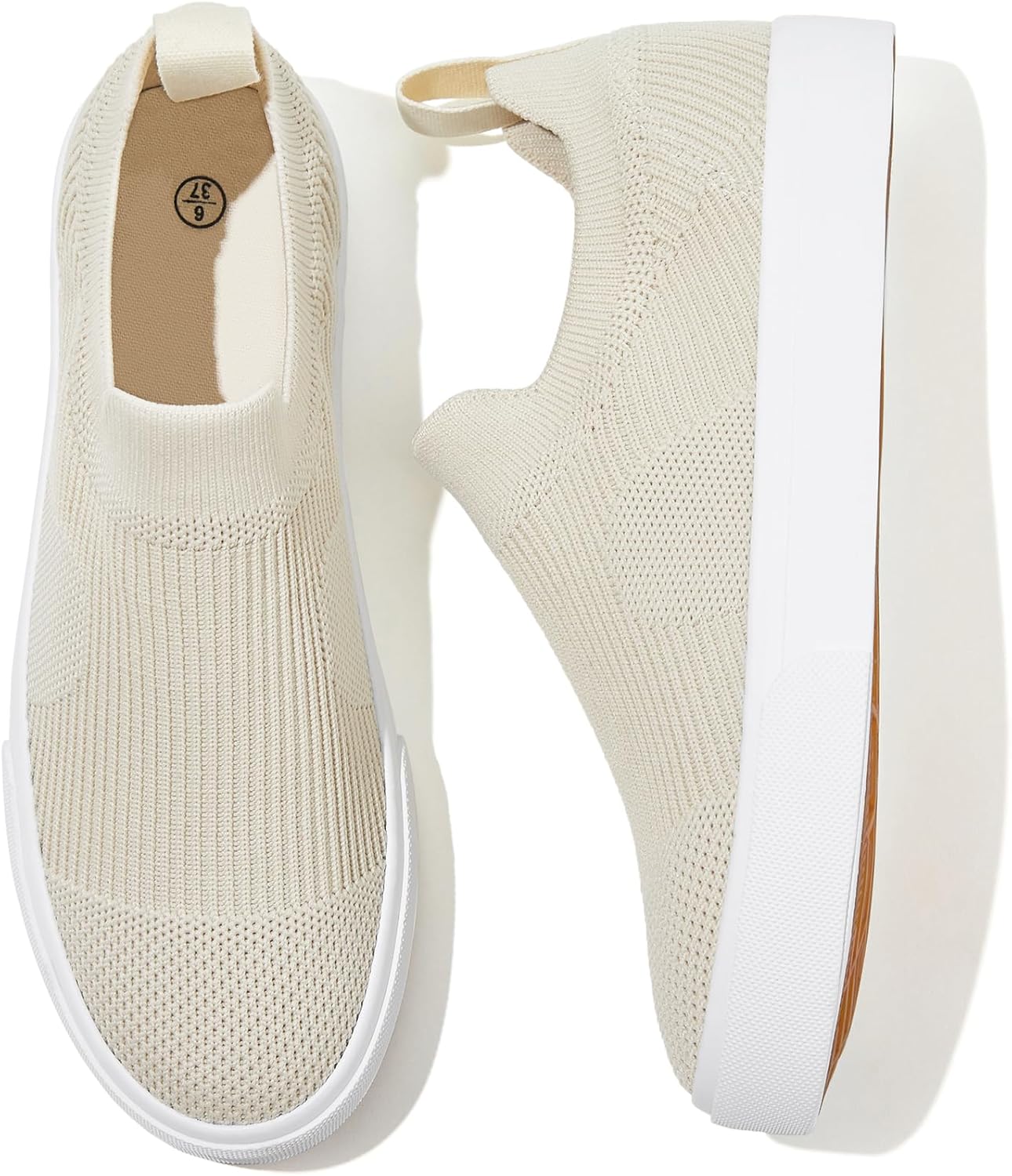 POVOGER Womens Walking Shoes Slip on Sneakers White Women Running Shoe Breathable Fashion Casual Shoes for Women