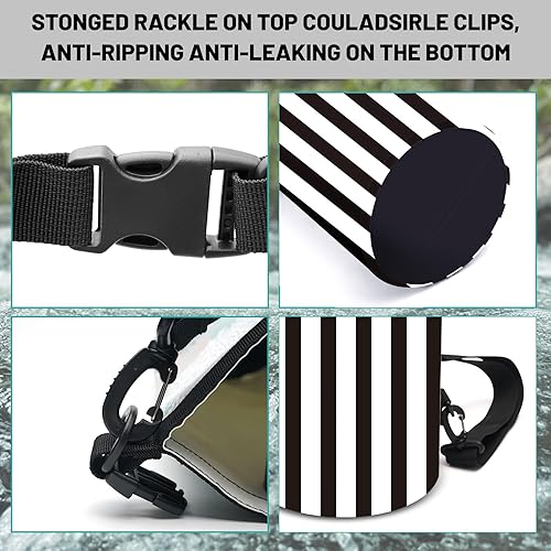 Miniatura 3 de Bolsa seca impermeable, mochila impermeable con rayas blancas y negras de 5L10L20L, bolsas flotantes y ligeras para kayak, canotaje, pesca, natación