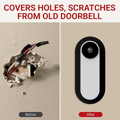 Vista 33 de Cuña de montaje en esquina de 45° compatible con Google Nest Hello Video Doorbell de 1ª generación, con cable, te permite apuntar timbre, mejor