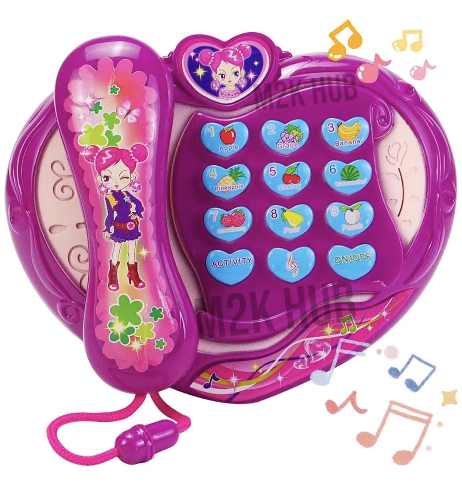 Baby Musical Telephone Toy, Educational Pretend Mobile Phone with Lights and Music Toy for Kids Boy and Girls (Pink Telephone)