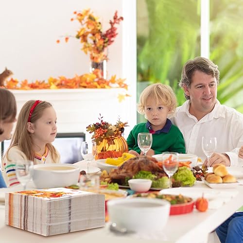 Miniatura 6 de Honoson 100 servilletas desechables de otoño de 3 capas para invitados de otoño, servilletas decorativas de Acción de Gracias, toallas de papel para
