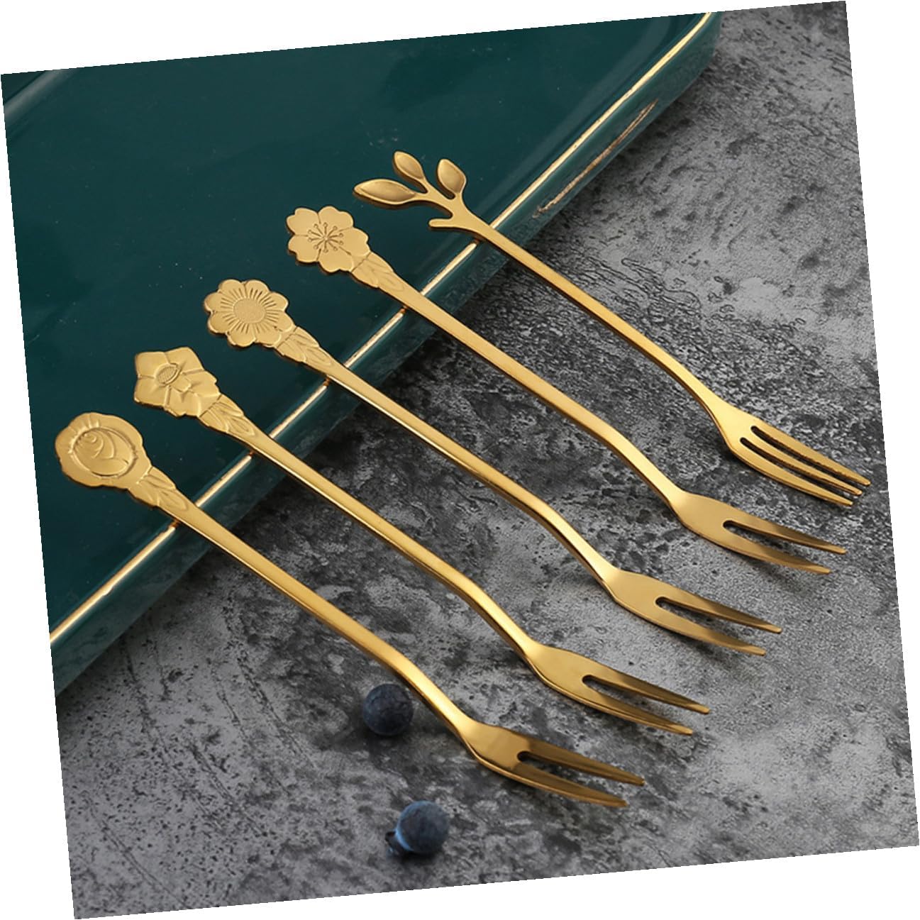 Artibetter 10pcs Stainless Steel Fruit Tasting Forks and Dessert Cake Forks Small Home Use with Metallic Gold Finish for Parties and Snacks