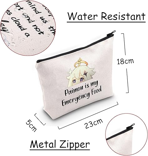 Miniatura 2 de JXGZSO Bolsa de cosméticos inspirada en el anime Paimon is my Emergency Food Traveller Gift Anime Lover Gift, Paimon