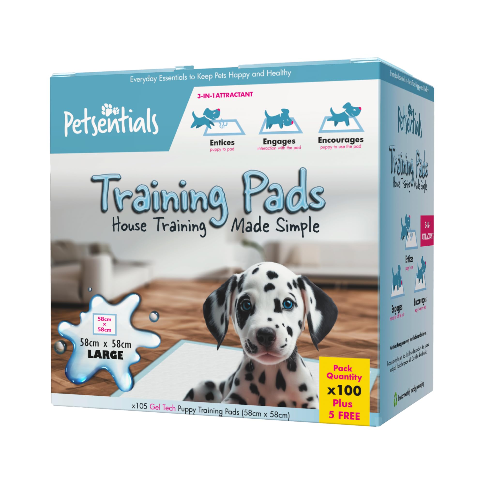 Petsentials Leakproof, Quick Dry, Dog/Puppy Disposable Training Pads Pack x105