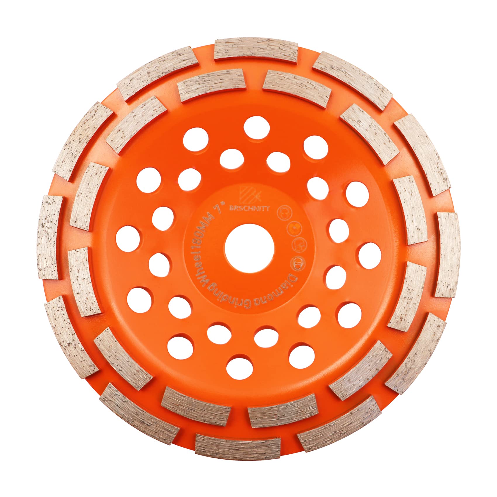 Concrete Diamond Grinding Cup Wheel,BRSCHNITT 7 inch Angle Grinder Diamond Double Row Cutting Wheel for Grinding/Polishing/Cleaning Surface Grinding Granite, Concrete,Stone,Cement,Marble,Rock (180mm)