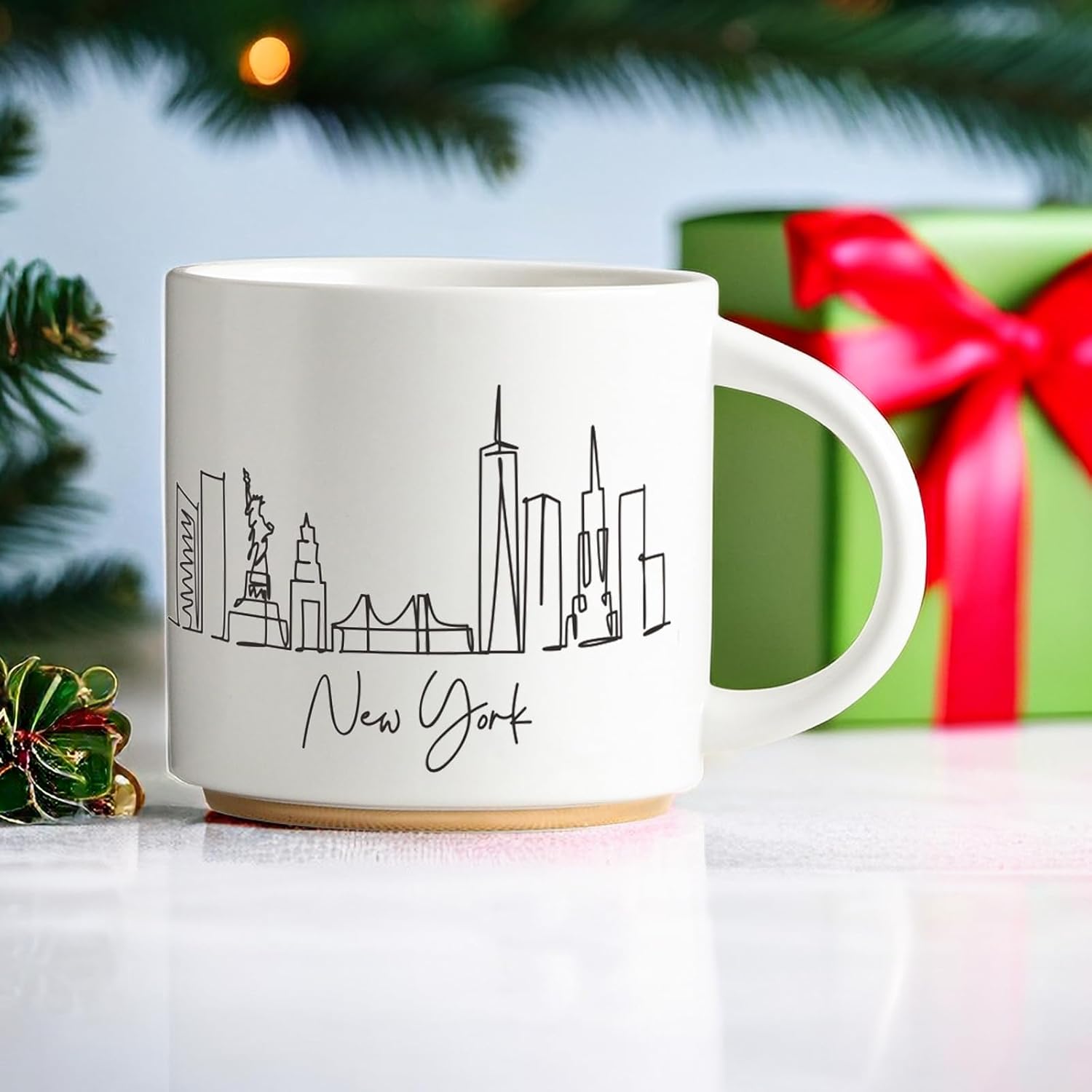 COLLECTIVE HOME - Skyline Ceramic Mug, Coffee Cup, Landscape Cups, 15 oz Tea Mugs, Elegant Personalized Mug with Gift Box, Luxurious Cups for Office and Home (New York)