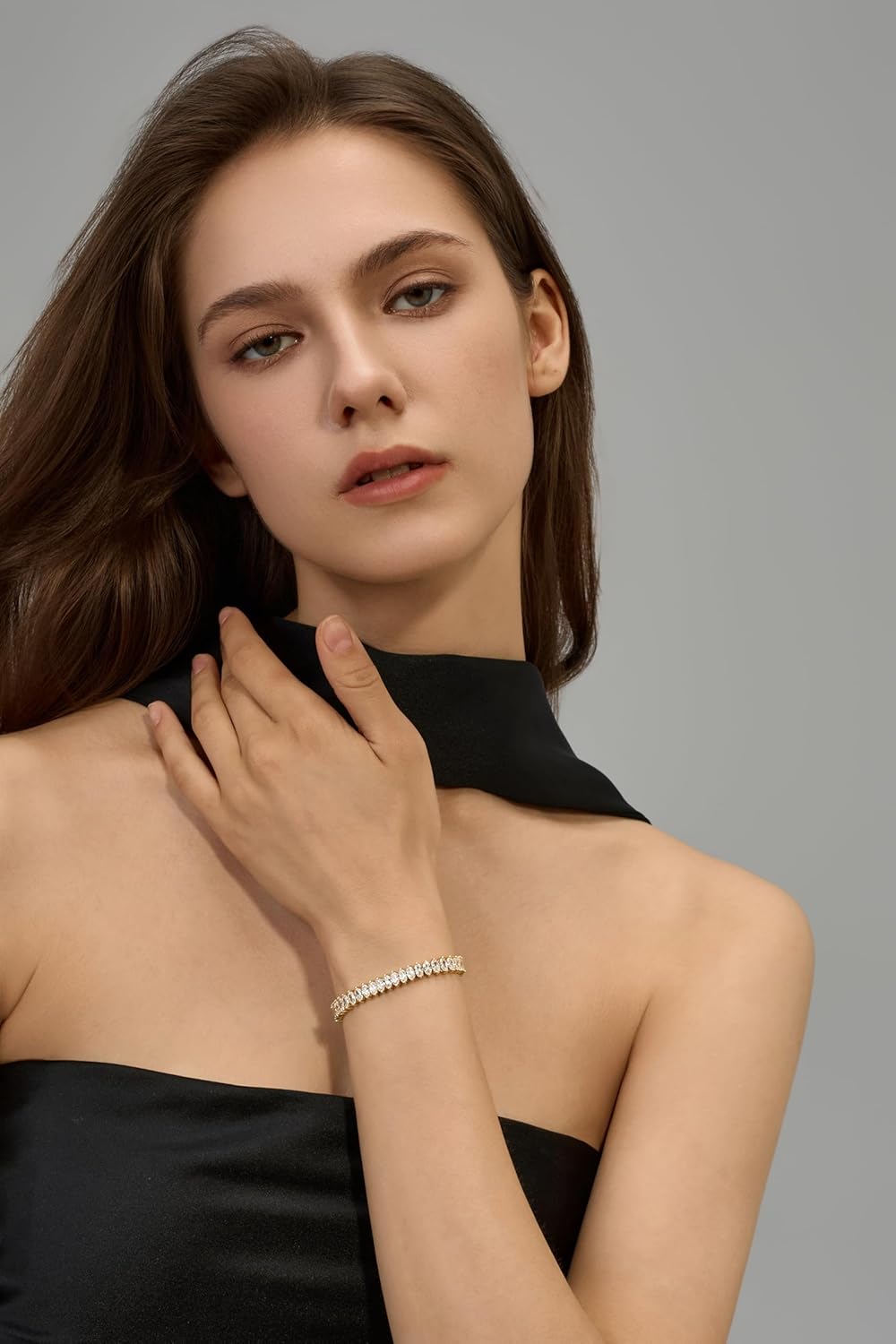 14K Gold Filled Tennis Bracelet for Women- Classic Gold Bracelet for Women, Oval Stone Cut Bracelet Valentines, Mothers, Christmas Jewelry Gift for Women - Image 3