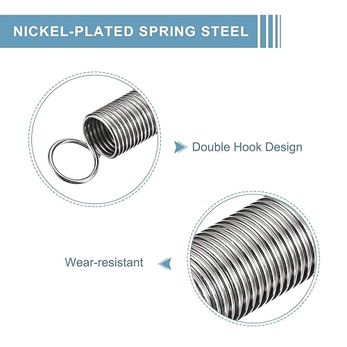 Miniatura 4 de uxcell Resorte extendido (0.043 x 0.43 x 10.25 pulgadas, 0.043 x 0.437 x 10.250 in), 1 resorte de tensión de doble gancho de acero para construcción