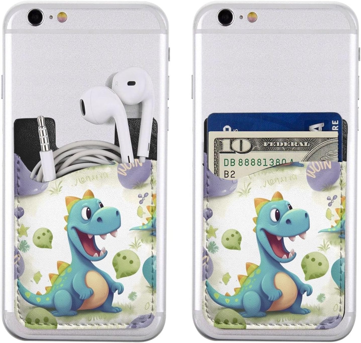Cute dinosaur Phone Card Holder Leather Slim Phone Wallet image 5