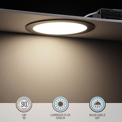 Miniatura 8 de TORCHSTAR Serie E-Lite - Luces empotrables LED ultrafinas de 8 pulgadas con caja en J, luz descendente delgada regulable, CRI90+, certificación ETL