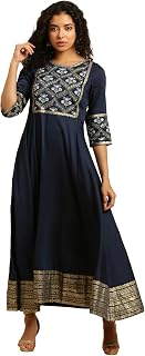 W for Woman Women's Fit and Flare Ankle Length Solid Viscose Flared Dress Price In India