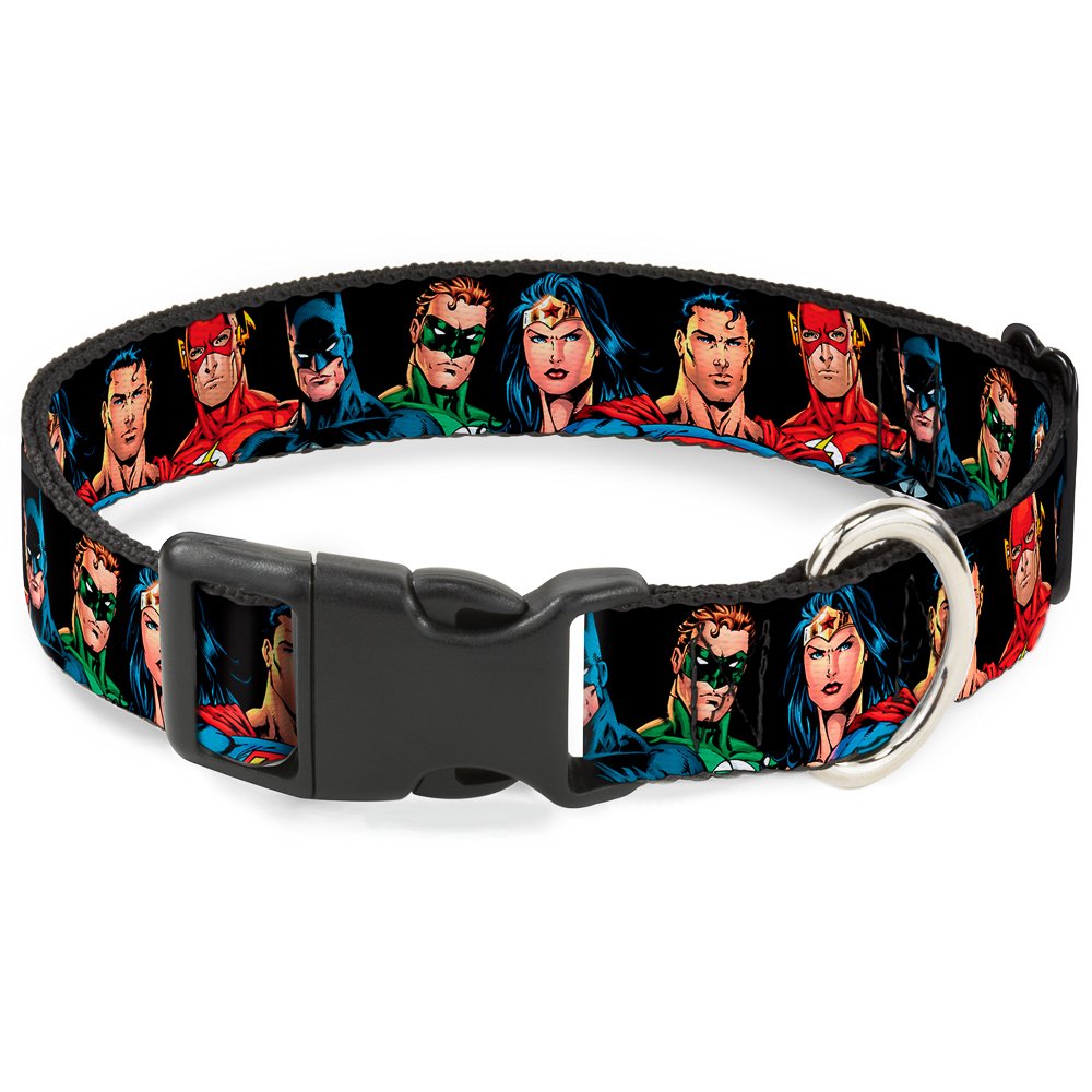 Collar plástico de clip Liga de la Justicia ajustable para perros medianos y grandes