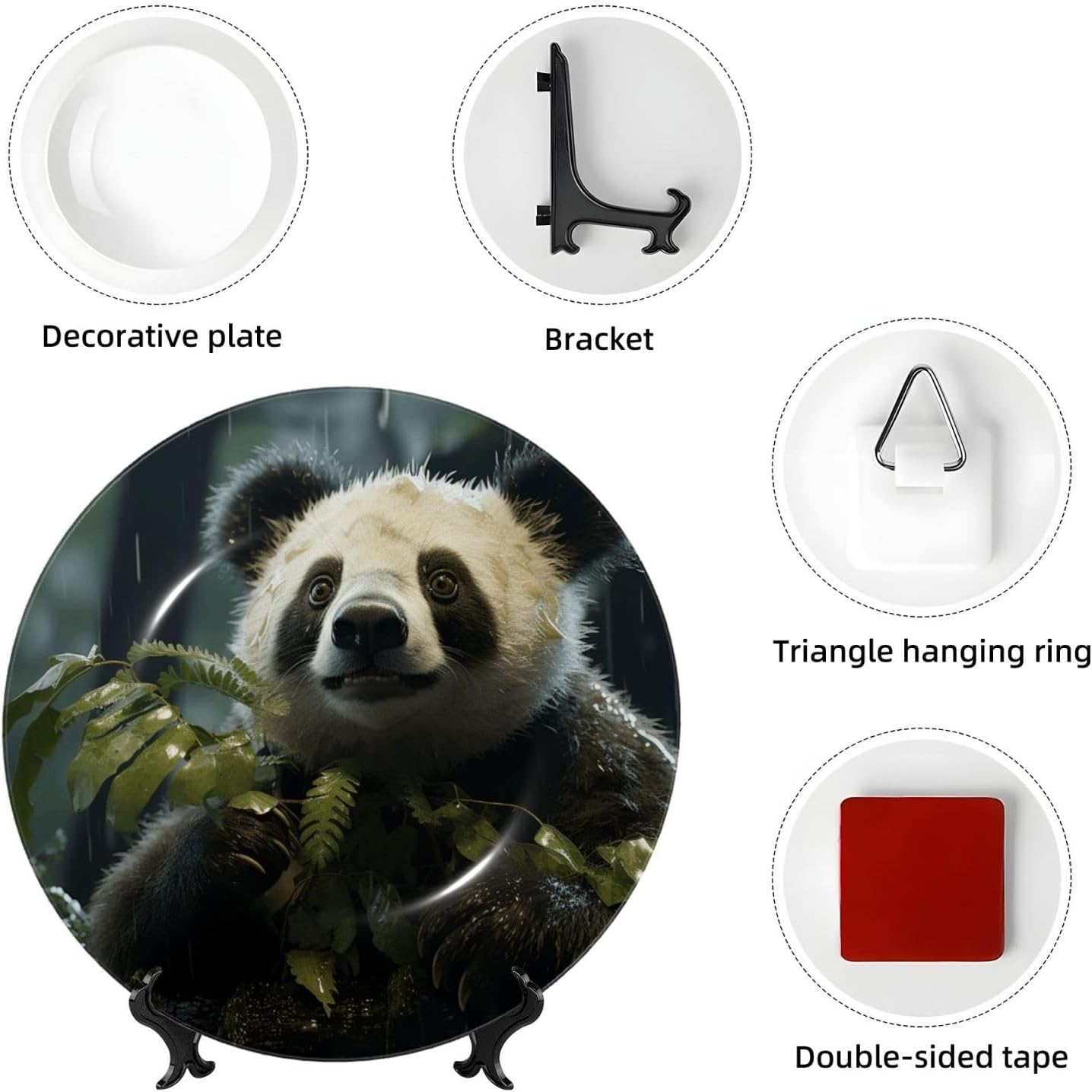 Decorative Plate Art Crafts Bone China Decorative Plate with Display Rack Souvenir Wall Decor Ceramic Ornaments Dinner Plates Ceramic Decoratives Plates for Home Office 10in