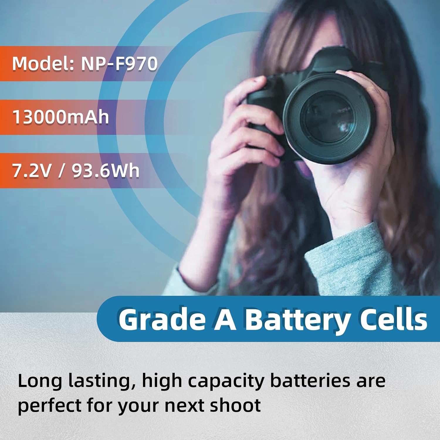 2-Pack 13000mAh NP-F970 Battery for Sony DCR-VX2100/DSR-PD150/HDR-FX7/Z1P, Compatible with NP-F930/F950/F960 & HVR-HD1000U/FDR-AX1/NEX-FS700U for Camera Handycam Camcorders LED Light