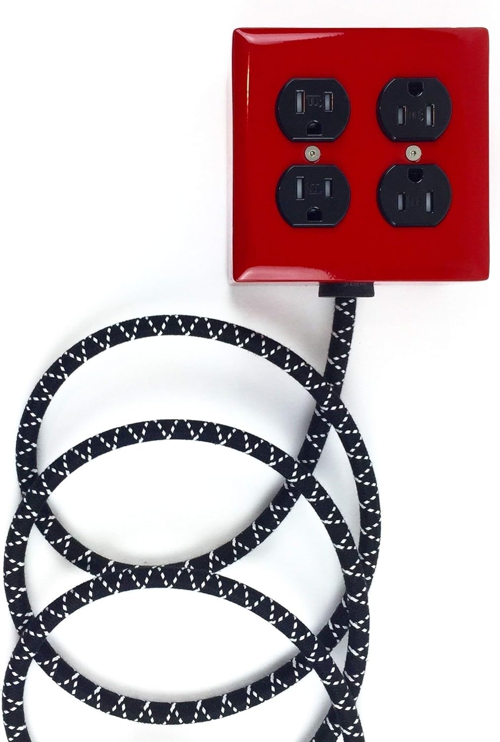 Fire Resistant Bottle Rocket Red Exto 4-Outlet Cast-Aluminum Powder Coated & Over-braided Extension Cord