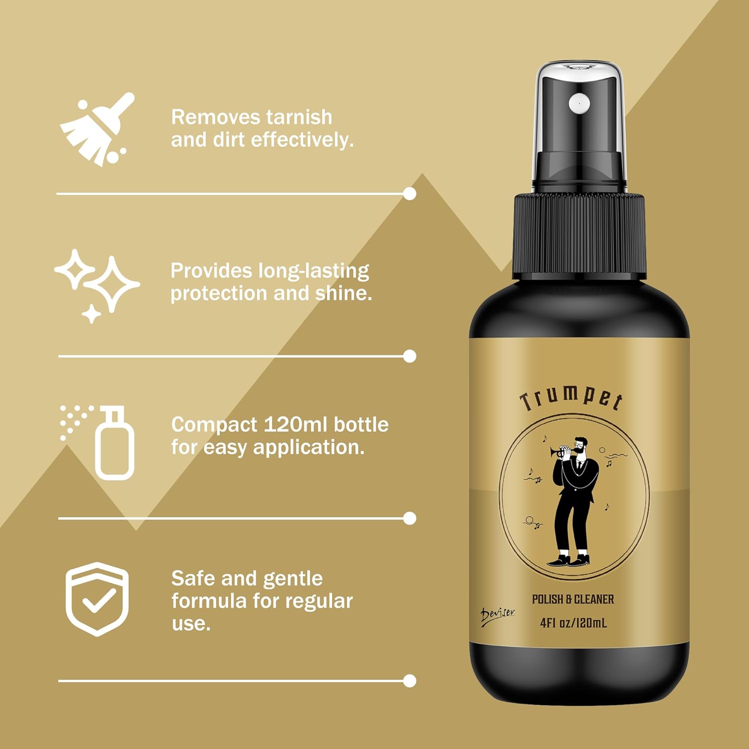 Complete Trumpet Care Kit - Includes Polishing,Valve Oil,2 Cleaning Cloths,Slide Grease,and Cleaning Brush