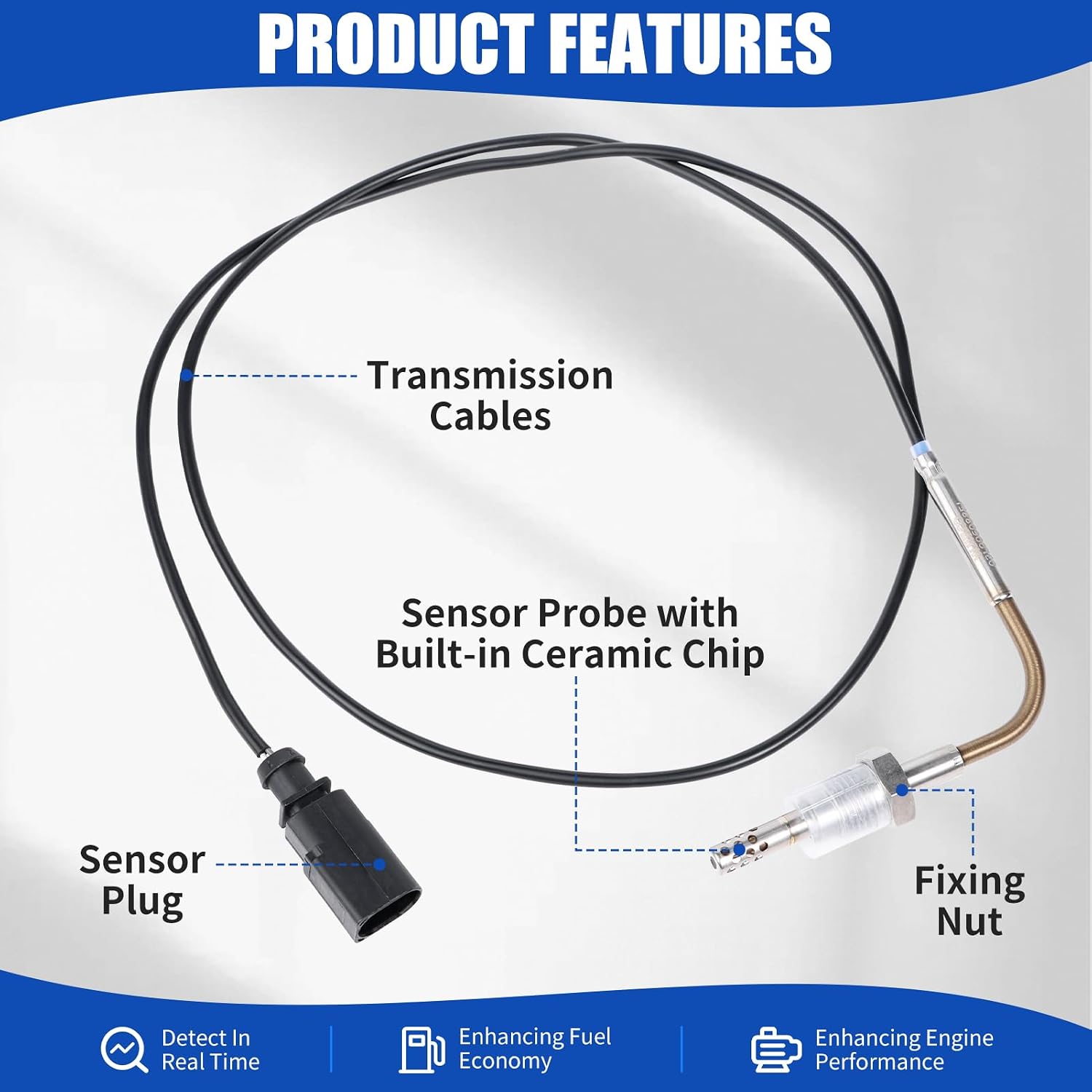 03L906088EJ Exhaust Gas Temperature Sensor EGT Compatible with 2011-2013 Volkswagen Jetta/Beetle/Golf 2.0 TDI 2011-2013 Audi A3 2.0L L4 A0009052601 904-723 ETS126 ELT0067
