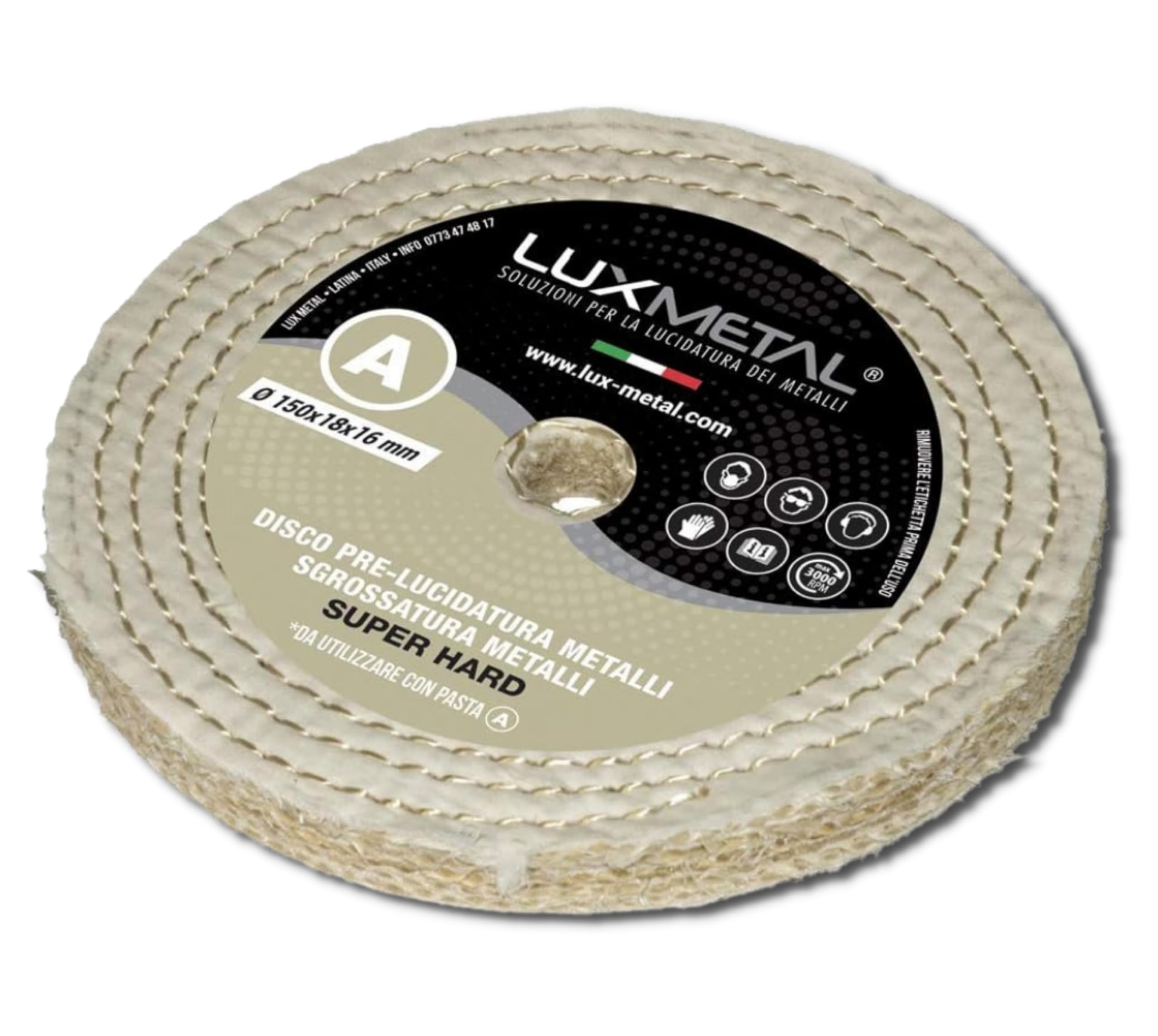 Produktbild von Lux Metal Polierscheibe 150 Mm – Mittelharte Filzwolle, Für Metall, Edelstahl, Alu, Messing, Mit 16 Mm Bohrung